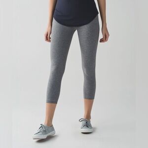 LULULEMON Wunder Under Crop Leggings Heathered Slate Grey Size 2